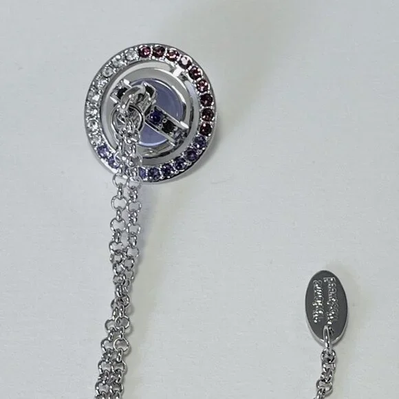 New Vivienne Saturn Westwood Long Gradient violet Orb Chain Necklace Charm - Picture 4 of 4